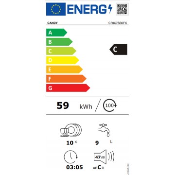 Candy CF0C7SB0FX Ελεύθερο Πλυντήριο Πιάτων με Wi-Fi για 10 Σερβίτσια Speed-Drive Inverter Motor Π44.8xY84.6εκ. Inox Candy CF0C7SB0FX Ελεύθερο Πλυντήριο Πιάτων με Wi-Fi για 10 Σερβίτσια Speed-Drive Inverter Motor Π44.8xY84.6εκ. Inox